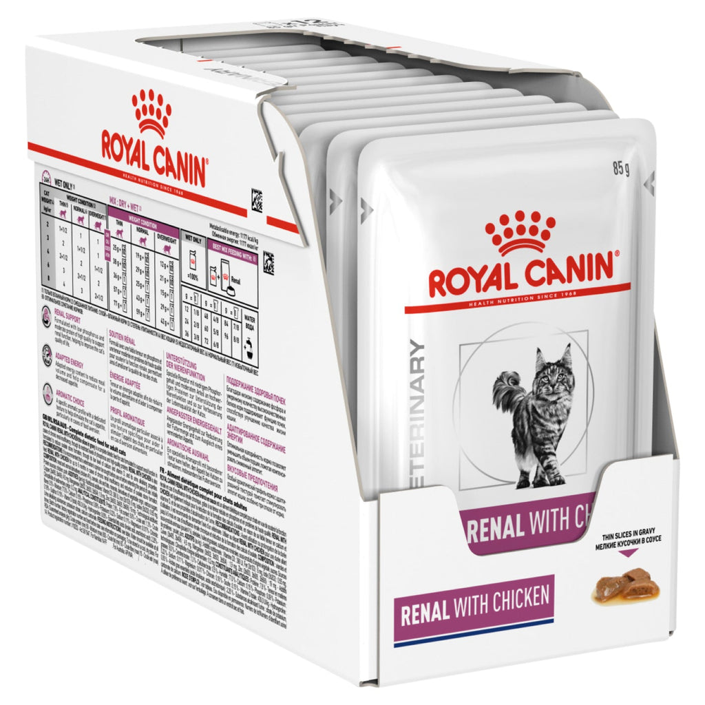 Royal Canin Veterinary Diet Cat Renal Chicken Wet Food Pouches 85g x 12-Habitat Pet Supplies