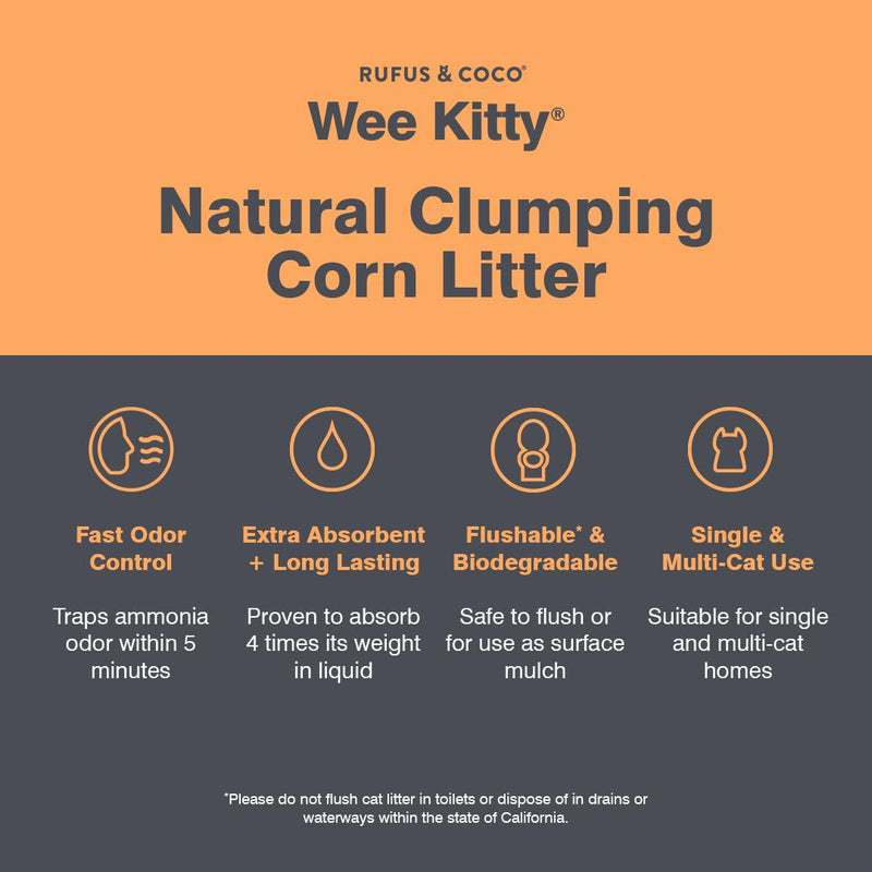 Rufus & Coco Wee Kitty Corn Clumping Cat Litter 2kg