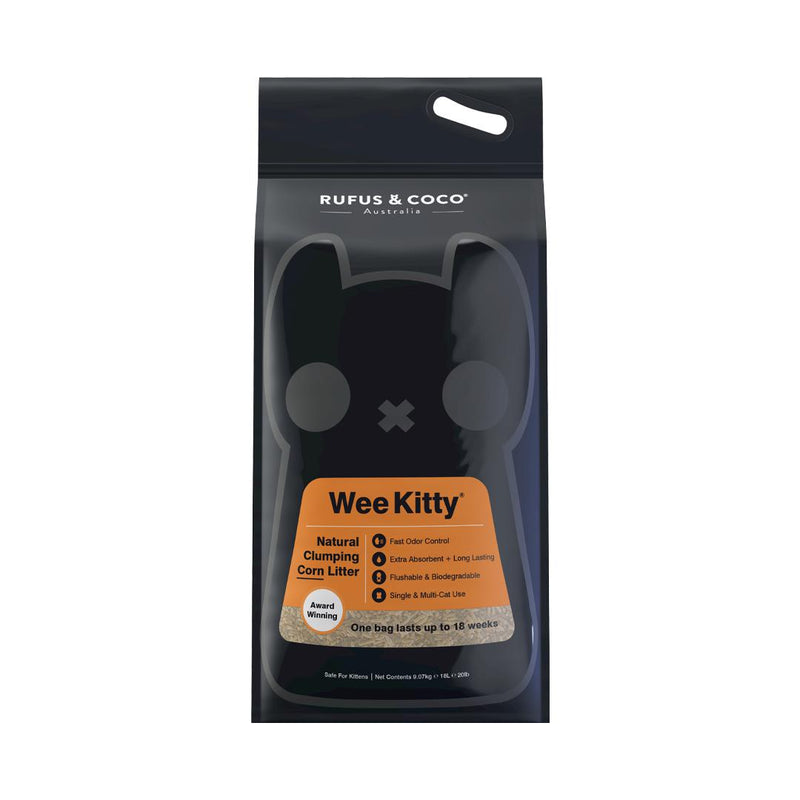 Rufus & Coco Wee Kitty Corn Clumping Cat Litter 9kg-Habitat Pet Supplies