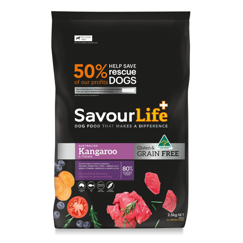 SavourLife Grain Free Dry Dog Food Kangaroo and Chicken 2.5kg-Habitat Pet Supplies