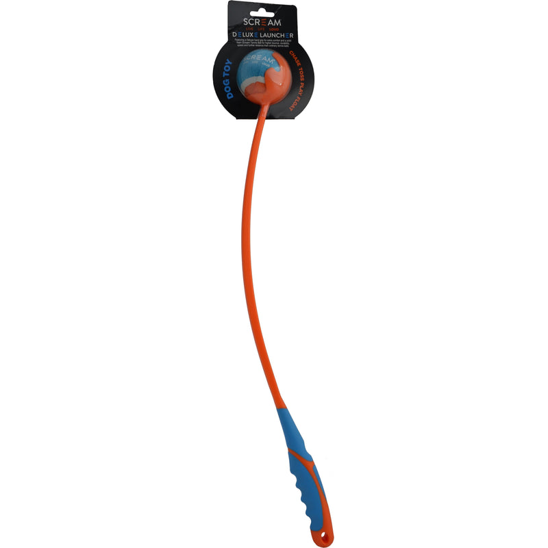 Scream Deluxe Ball Launcher Medium Blue and Orange Dog Toy-Habitat Pet Supplies