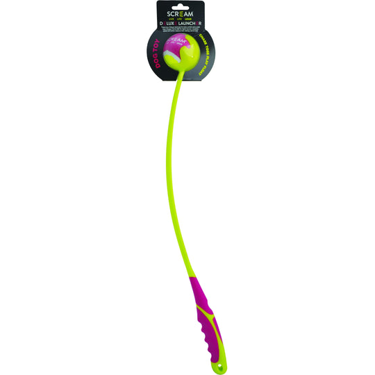 Scream Deluxe Ball Launcher Medium Green and Pink Dog Toy