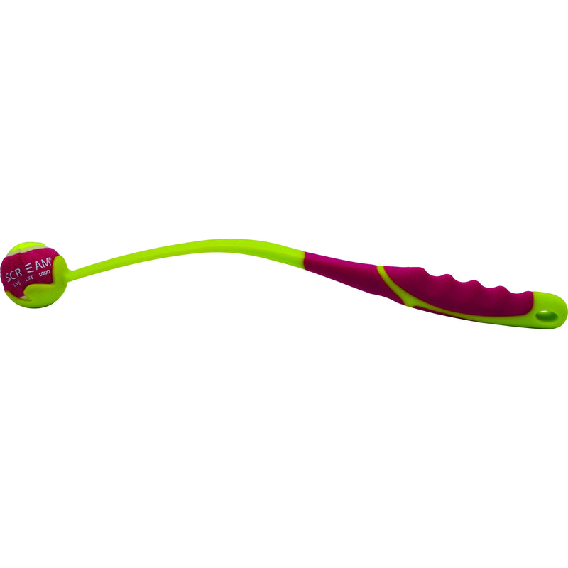 Scream Deluxe Ball Launcher Small Pink and Green Dog Toy