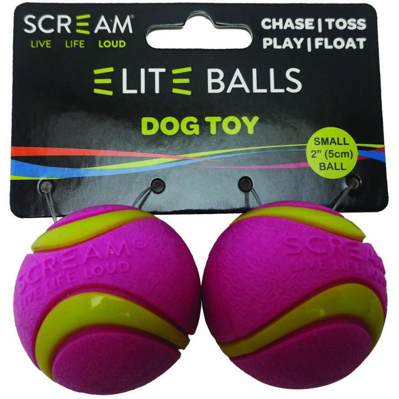 Scream Elite Ball Small Green and Pink Dog Toy 2 Pack :->>-Habitat Pet Supplies
