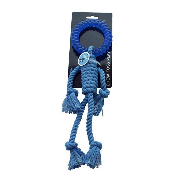 Scream Rope Man Blue Dog Toy :->>-Habitat Pet Supplies