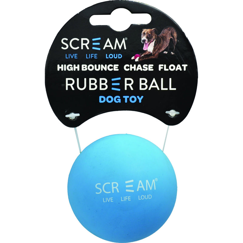 Scream Rubber Ball Blue Dog Toy :->>-Habitat Pet Supplies