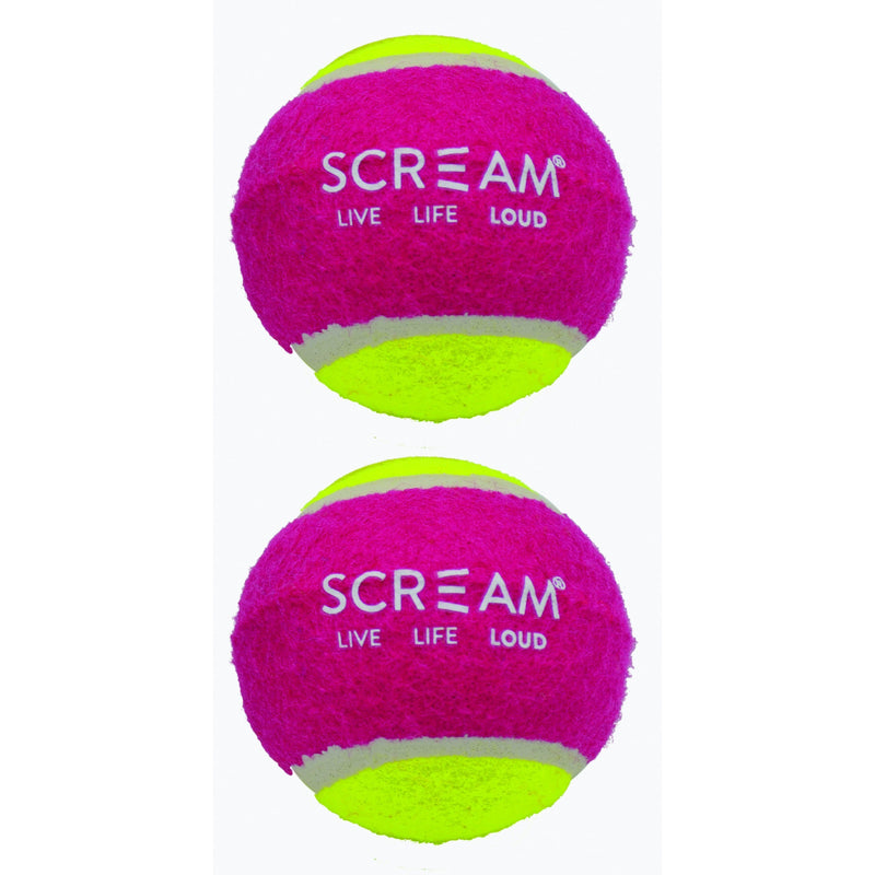 Scream Tennis Balls Medium Pink and Green Dog Toy 2 Pack-Habitat Pet Supplies