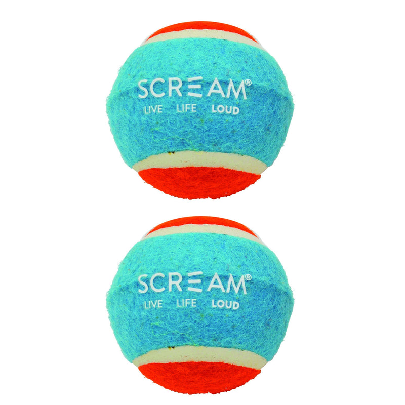 Scream Tennis Balls Small Blue and Orange Dog Toy 2 Pack