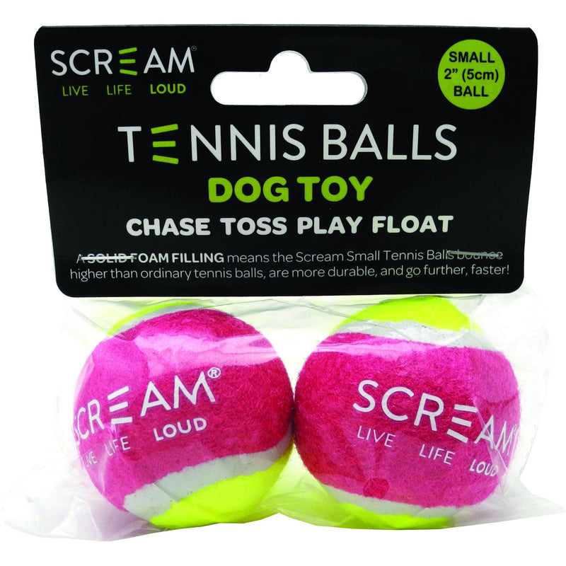 Scream Tennis Balls Small Pink and Green Dog Toy 2 Pack-Habitat Pet Supplies