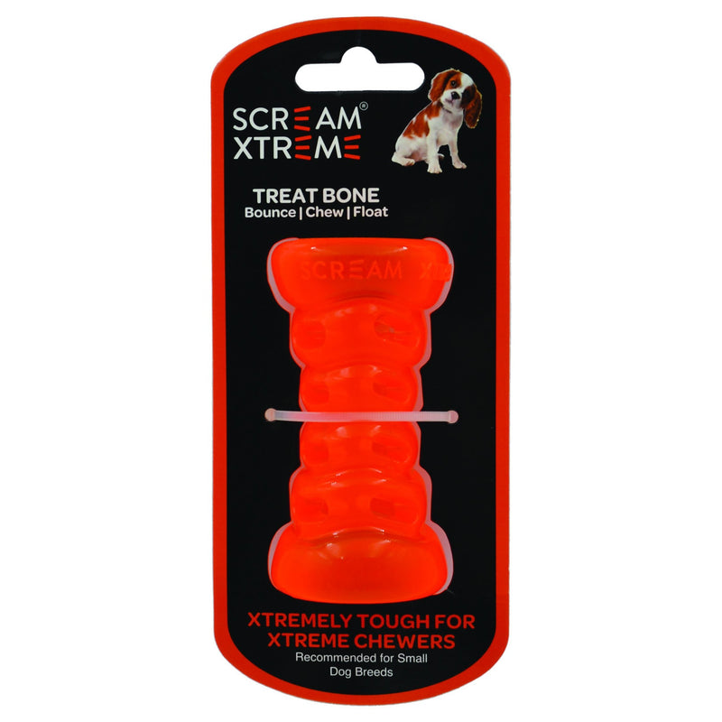 Scream Xtreme Treat Bone Small Orange Dog Toy-Habitat Pet Supplies