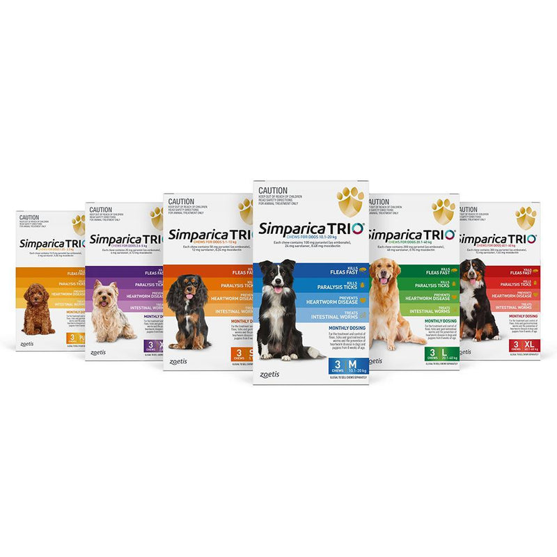 Simparica Trio Flea Tick and Worming Chews for Extra Large Dogs Red 3 Pack