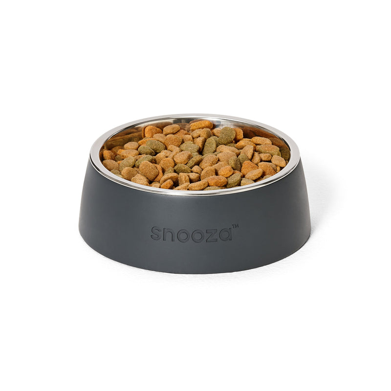 Snooza Concrete and Stainless Steel Charcoal Dog Bowl Medium-Habitat Pet Supplies