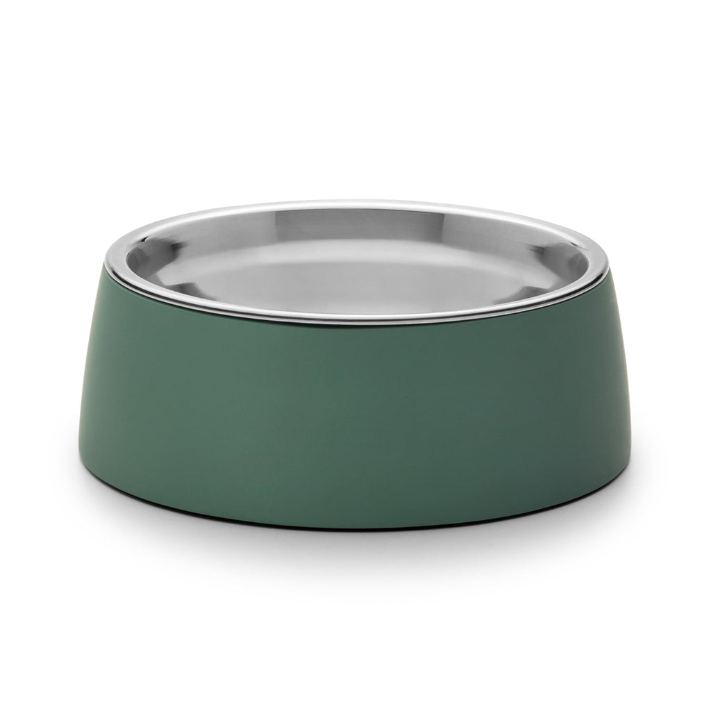 Snooza Concrete and Stainless Steel Sage Green Dog Bowl Medium***-Habitat Pet Supplies