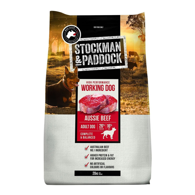 Stockman and Paddock High Performance Working Dog Beef Dry Dog Food 20kg-Habitat Pet Supplies