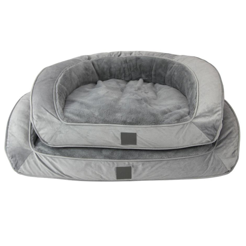 T&S Portsea Plush Lounge Koala Grey Dog Bed Large