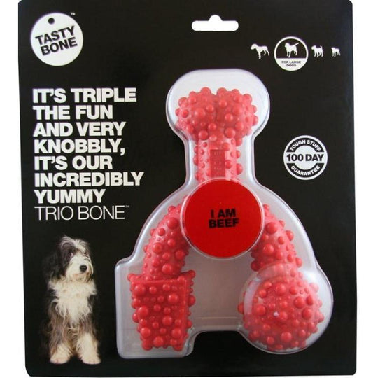 TastyBone Dog Toy Nylon Trio Beef Bone for Large Dogs