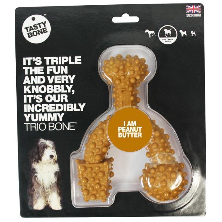 TastyBone Dog Toy Nylon Trio Peanut Butter Bone for Large Dogs-Habitat Pet Supplies