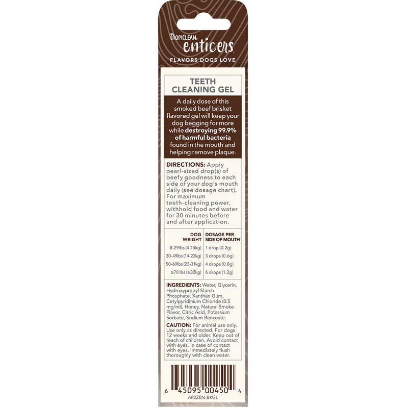 Tropiclean Enticers Fresh Breath Clean Teeth Gel Smoked Beef Brisket for Dogs 59ml