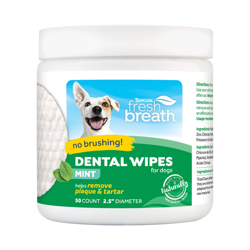 Tropiclean Fresh Breath Dental Wipes 50 Pack-Habitat Pet Supplies