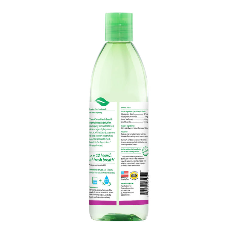 Tropiclean Fresh Breath Plus Hip and Joint Care Oral Care Additive 473ml
