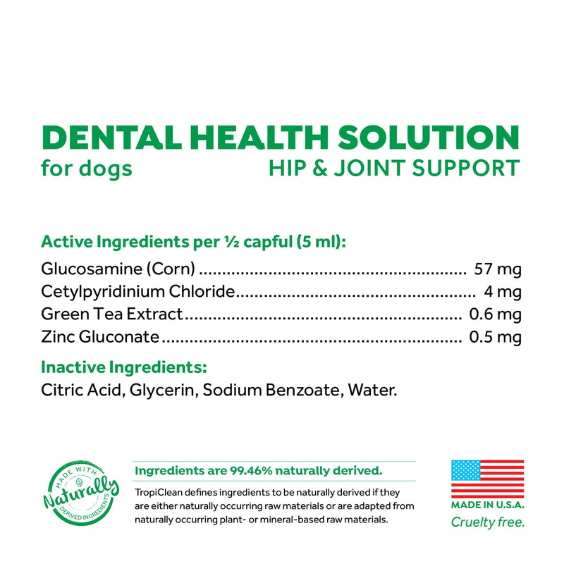 Tropiclean Fresh Breath Plus Hip and Joint Care Oral Care Additive 473ml