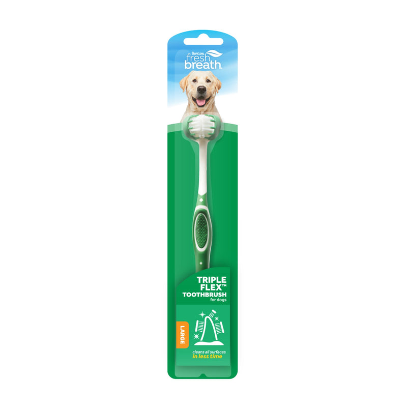 Tropiclean Fresh Breath Tripleflex Toothbrush For Large Dogs-Habitat Pet Supplies