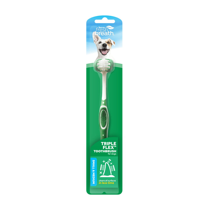Tropiclean Fresh Breath Tripleflex Toothbrush For Small Dogs-Habitat Pet Supplies