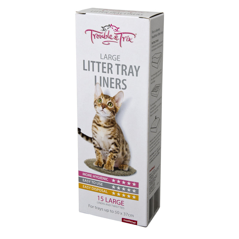 Trouble and Trix Cat Litter Tray Liners Large 15 Pack-Habitat Pet Supplies