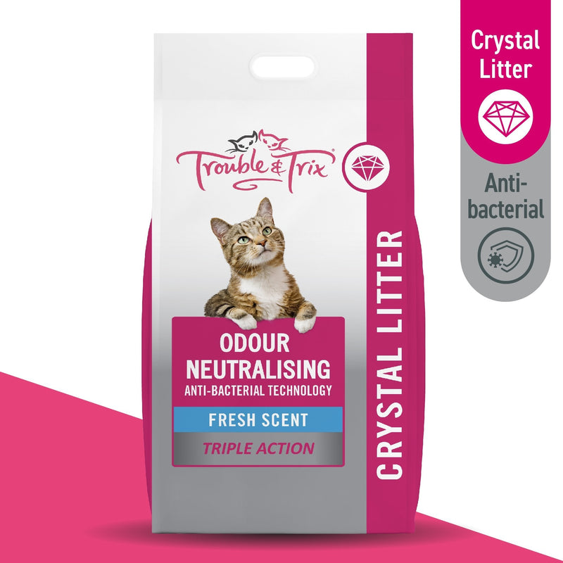 Trouble and Trix Odour Neutralising Anti-Bacterial Crystal Cat Litter 15L/6.4Kg-Habitat Pet Supplies