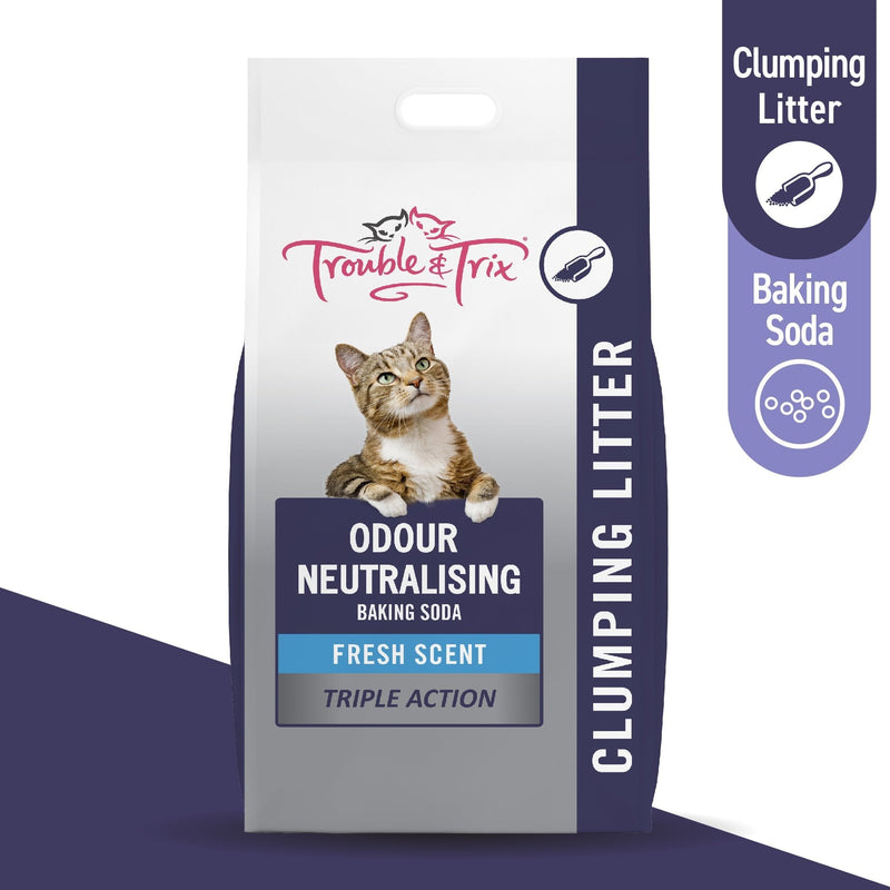 Trouble and Trix Odour Neutralising Baking Soda Clumping Cat Litter 15L/12.8kg-Habitat Pet Supplies