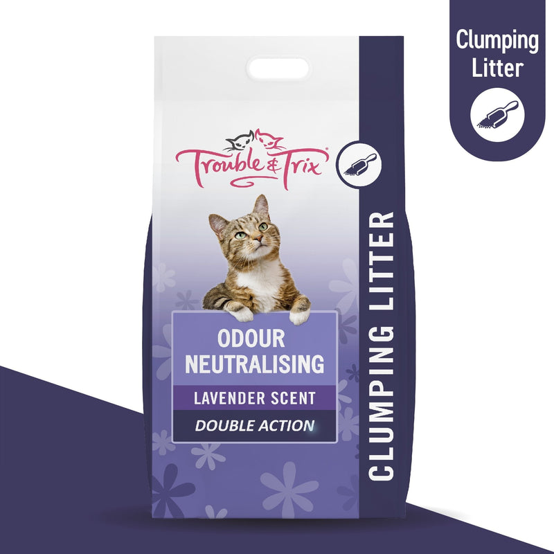 Trouble and Trix Odour Neutralising Lavender Clumping Cat Litter 15L/12.8kg-Habitat Pet Supplies