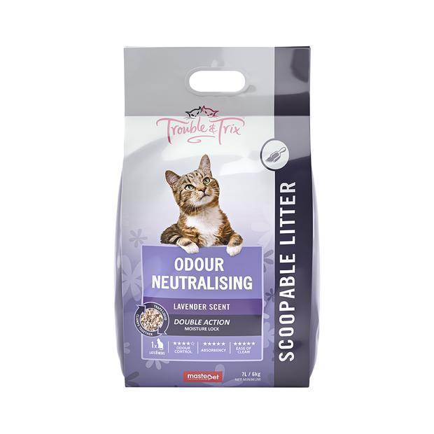Trouble and Trix Odour Neutralising Lavender Clumping Cat Litter 7L/6kg-Habitat Pet Supplies