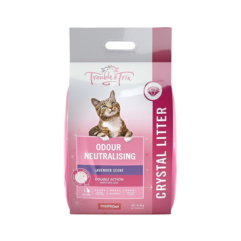Trouble and Trix Odour Neutralising Lavender Crystal Cat Litter 15L/6.4kg-Habitat Pet Supplies