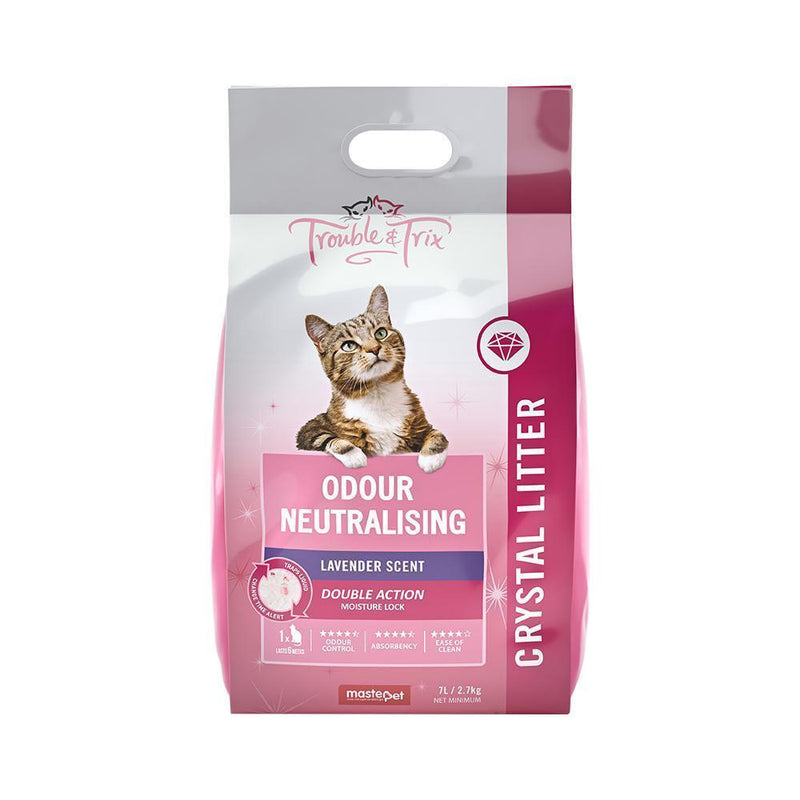 Trouble and Trix Odour Neutralising Lavender Crystal Cat Litter 7L/2.7kg-Habitat Pet Supplies