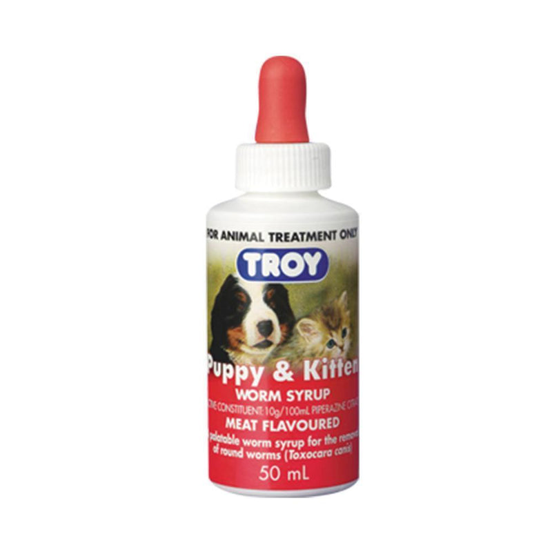 Troy Puppy and Kitten Worm Syrup 50ml-Habitat Pet Supplies