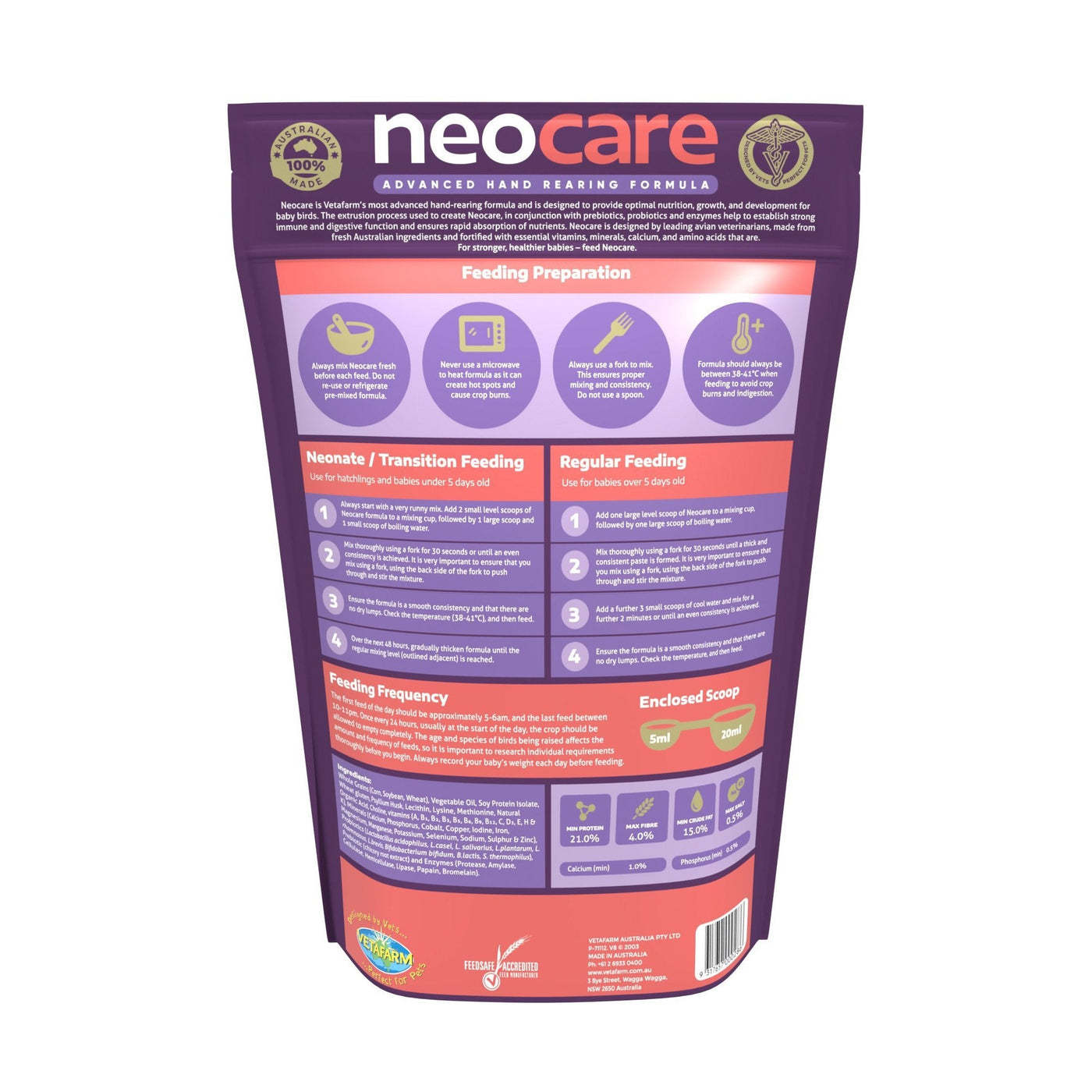 Vetafarm Neocare Advanced Hand-Rearing Formula for Birds 450g – Habitat ...