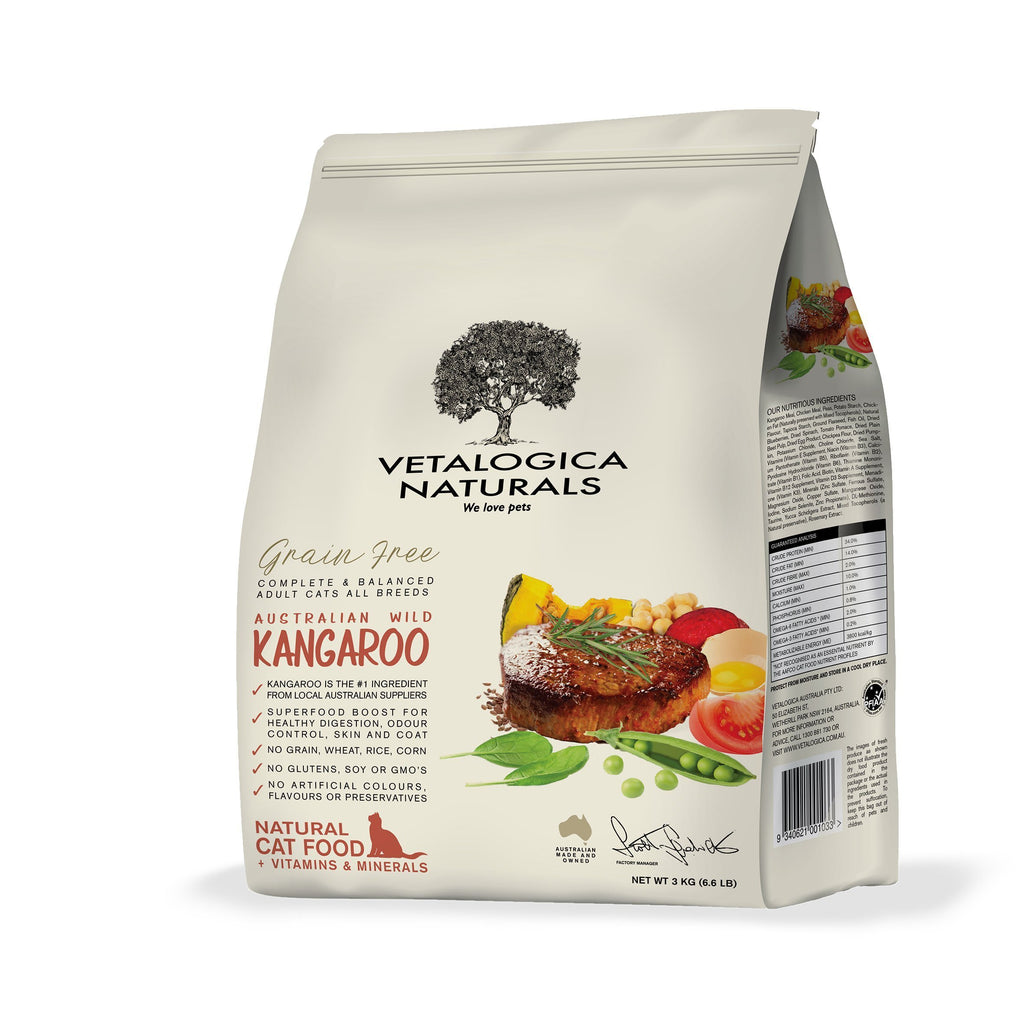 Vetalogica Naturals Grain Free Kangaroo Dry Cat Food 3kg^^^-Habitat Pet Supplies