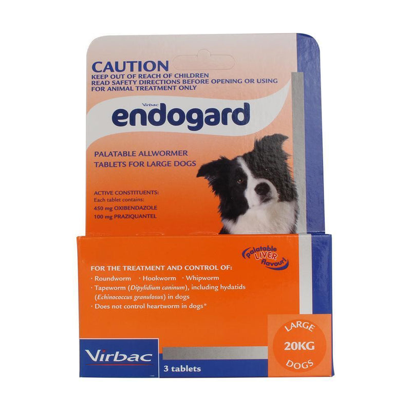 Virbac Endogard Intestinal Dog Worming Tablets 20kg Pack of 3-Habitat Pet Supplies