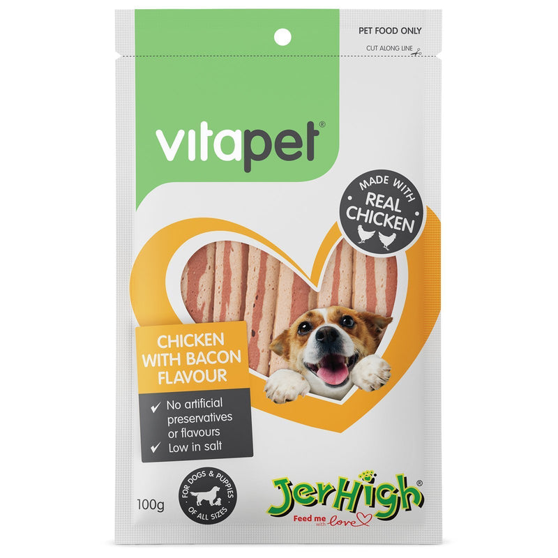 Vitapet Jerhigh Chicken and Bacon Dog Treats 100g*-Habitat Pet Supplies