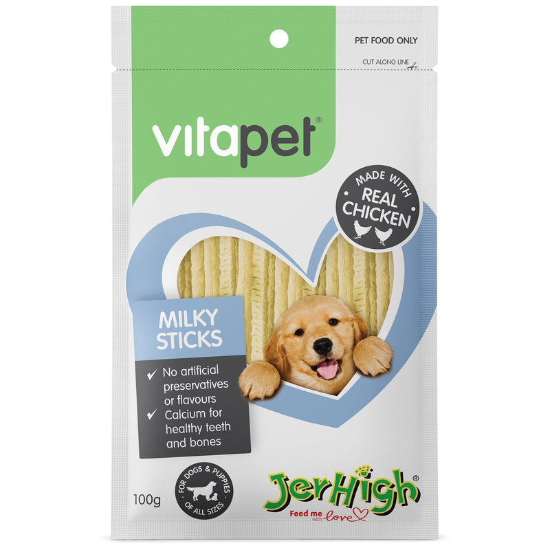 Vitapet Jerhigh Milky Sticks Dog Treats 100g-Habitat Pet Supplies