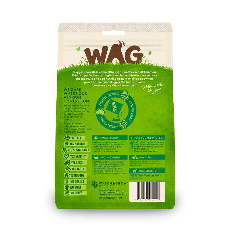 Wag Venison Jerky Dog Treats 200g*