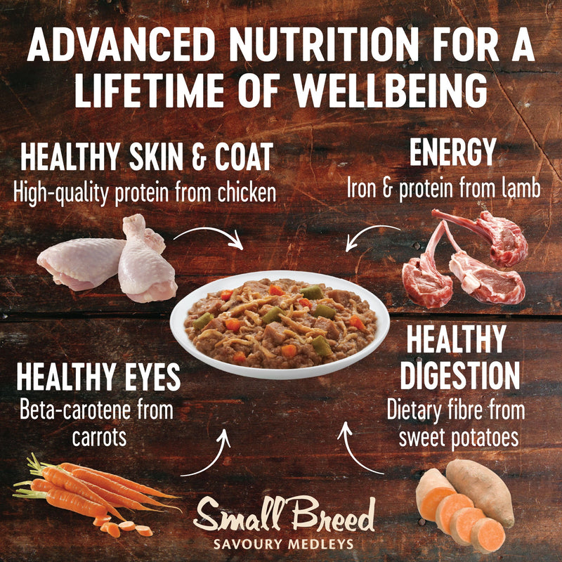 Wellness CORE Savoury Medleys Lamb, Venison, White Sweet Potatoes and Carrots Wet Small Dog Food 85g