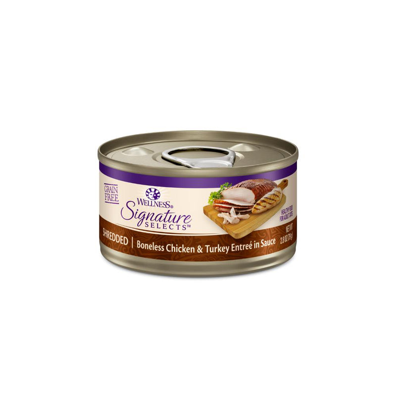 Wellness CORE Signature Selects Shredded Chicken and Turkey Entrée Wet Cat Food 79g-Habitat Pet Supplies