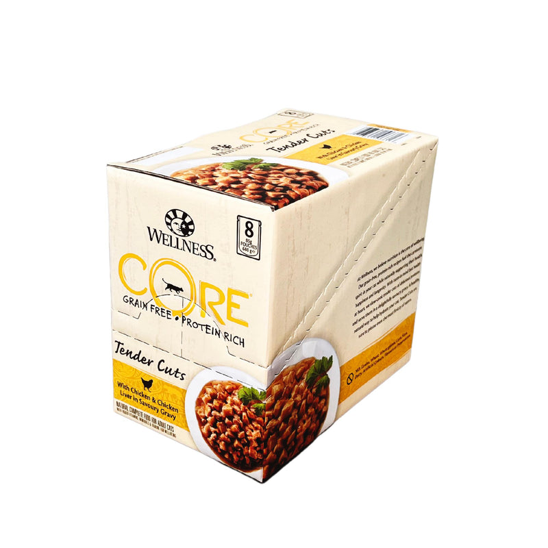 Wellness CORE Tender Cuts with Chicken and Chicken Liver in Gravy Wet Cat Food 85g x 8-Habitat Pet Supplies
