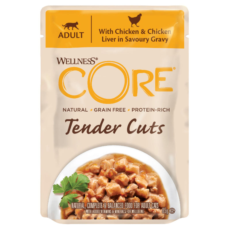 Wellness CORE Tender Cuts with Chicken and Chicken Liver in Gravy Wet Cat Food 85g-Habitat Pet Supplies