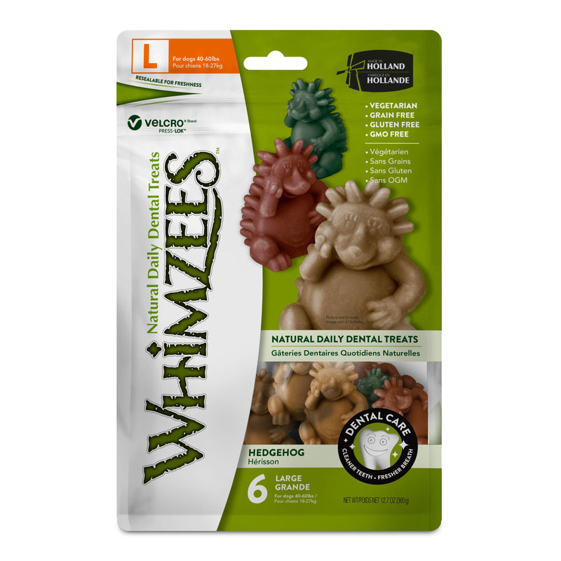 Whimzees Hedgehog Dental Dog Treats Large 6 Pack-Habitat Pet Supplies