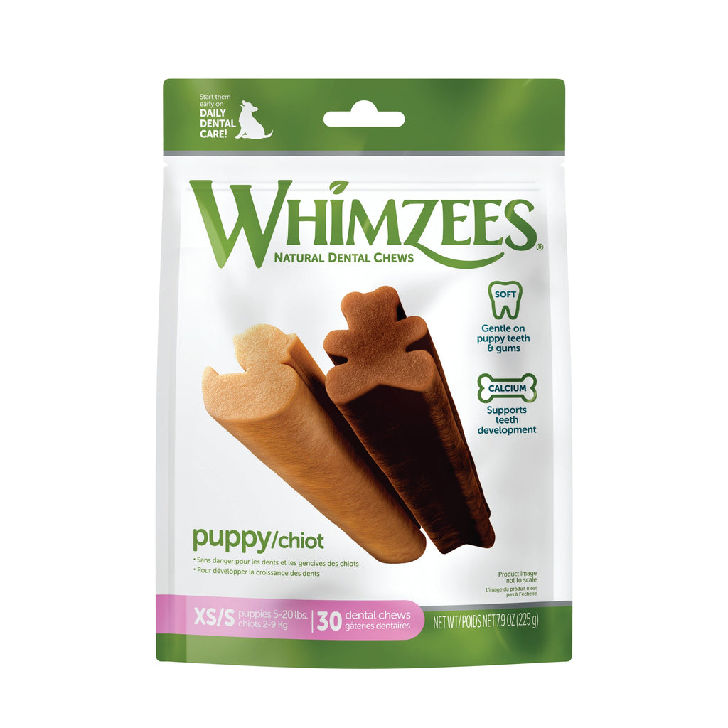 Whimzees Puppy Dental Dog Treats for Extra Small and Small Breeds 30 Pack-Habitat Pet Supplies