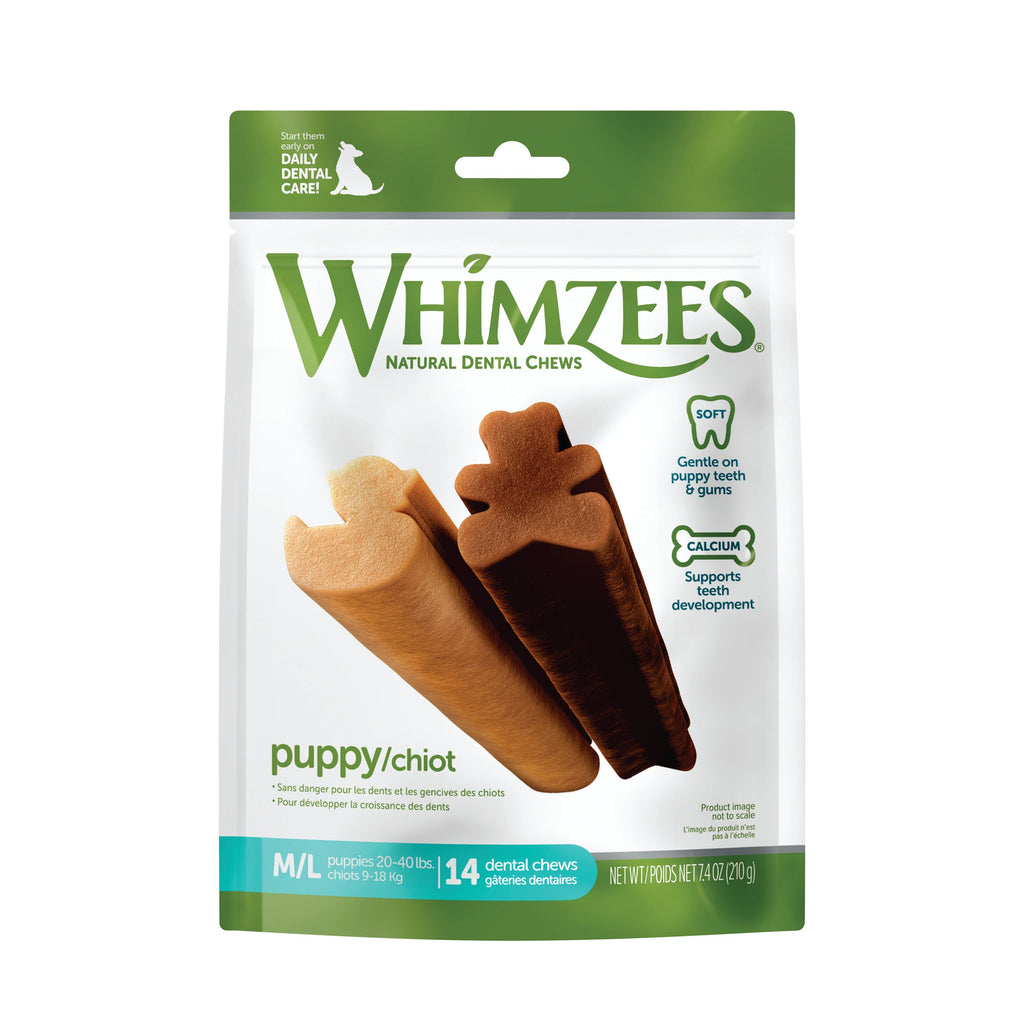 Whimzees Puppy Dental Dog Treats for Medium and Large Breeds 14 Pack-Habitat Pet Supplies