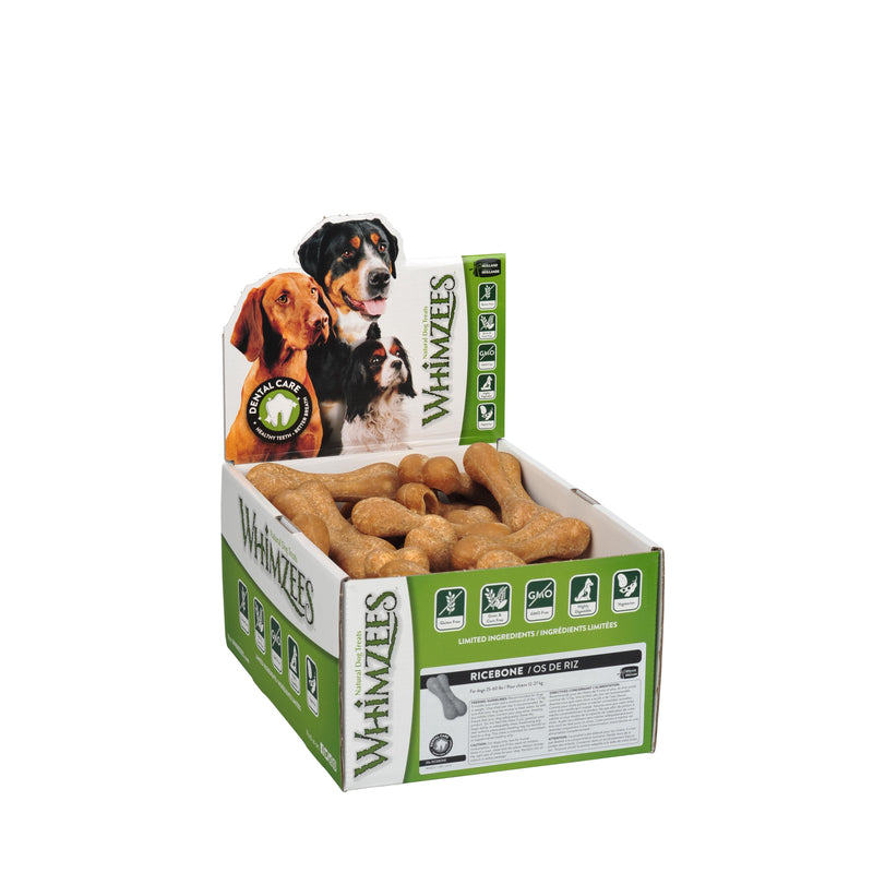 Whimzees Rice Bone Dental Dog Treats 50 Pack^^^-Habitat Pet Supplies