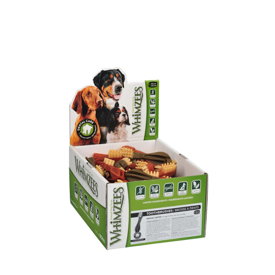 Whimzees Toothbrush Dental Dog Treats Medium 75 Pack